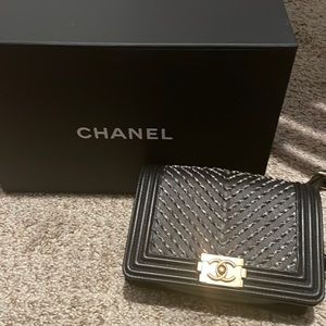 Black Chanel belt bag leather